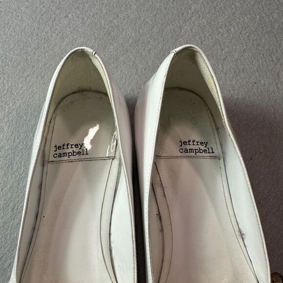 Jeffrey‎ Campbell Lavinia Flats Womens 8.5 White Leather Point Toe Horsebit - Picture 6 of 9